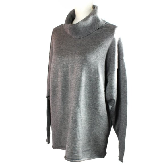 Rag Poets Fort Greene Heather Grey Elongated Ribbed Turtle Neck Sweater,… - Picture 7 of 10
